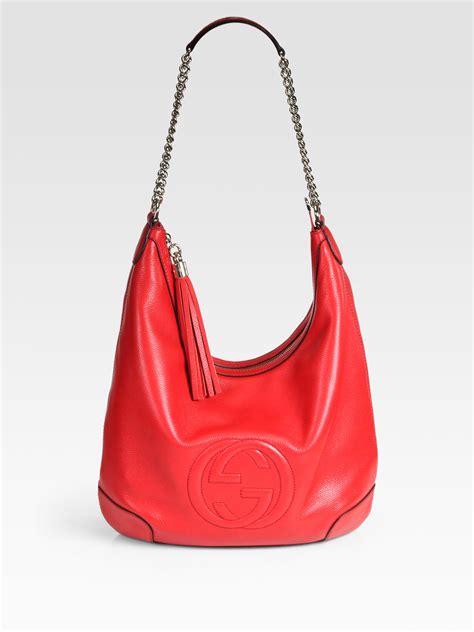 gucci soho large leather hobo bag red|authentic gucci hobo bag.